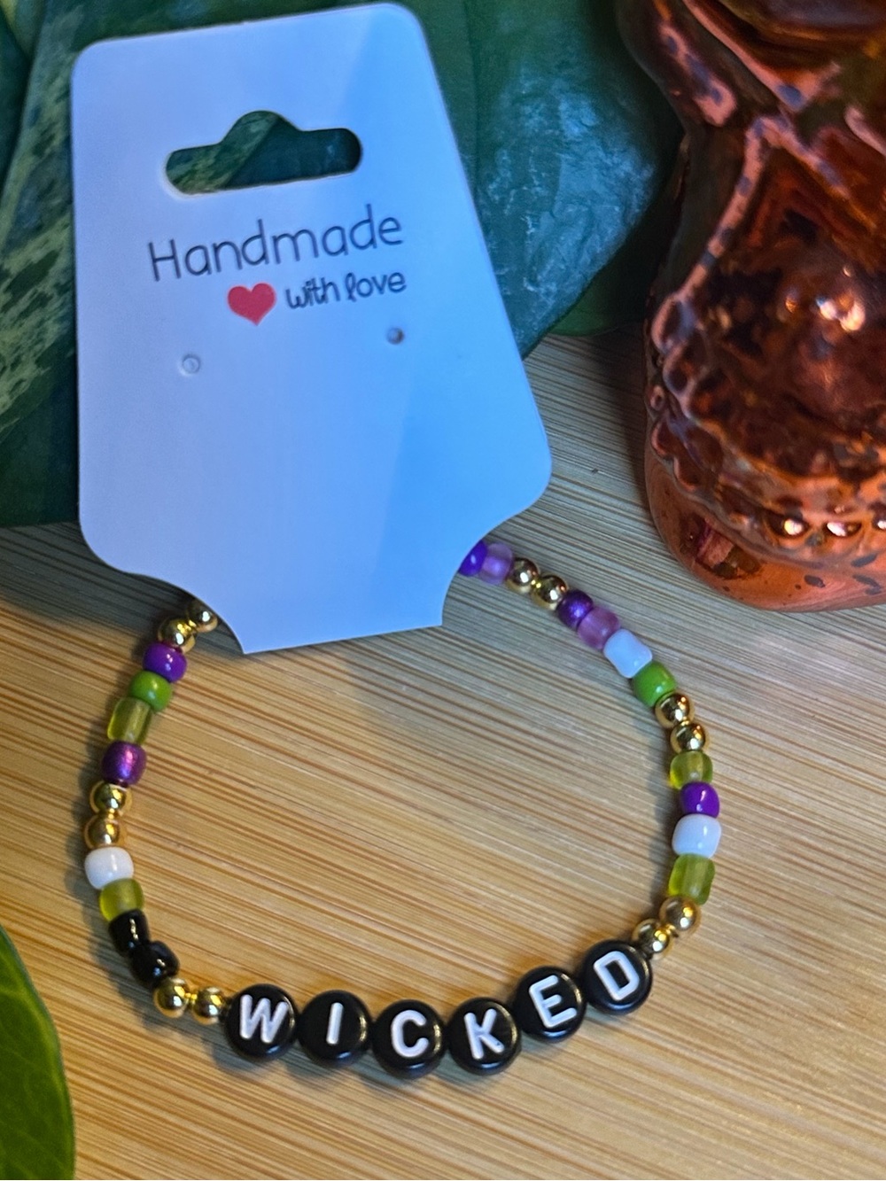 🖤✨ Wicked Stretchy Beaded Bracelet‎ | Handmade | Word Bead Bracelet ✨🖤
